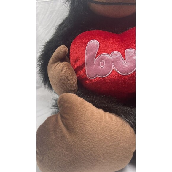 Vintage Hugfun Jumbo Black Gorilla Red Love Heart Plush Stuffed Animal 25” RARE - Picture 9 of 13